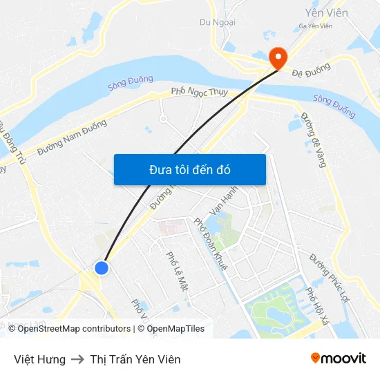 Việt Hưng to Thị Trấn Yên Viên map