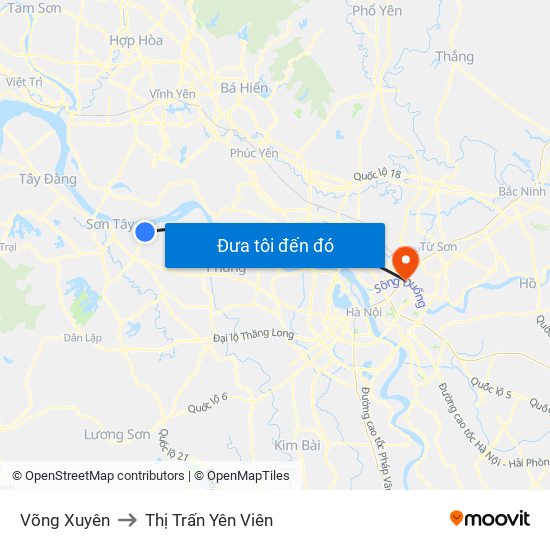 Võng Xuyên to Thị Trấn Yên Viên map