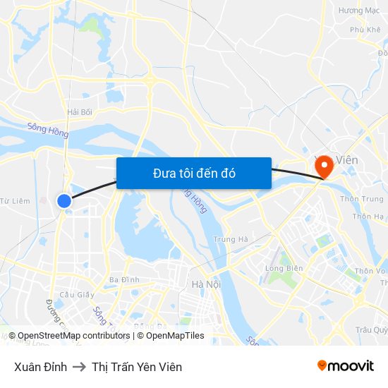 Xuân Đỉnh to Thị Trấn Yên Viên map