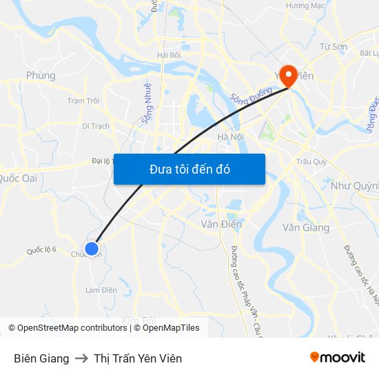 Biên Giang to Thị Trấn Yên Viên map