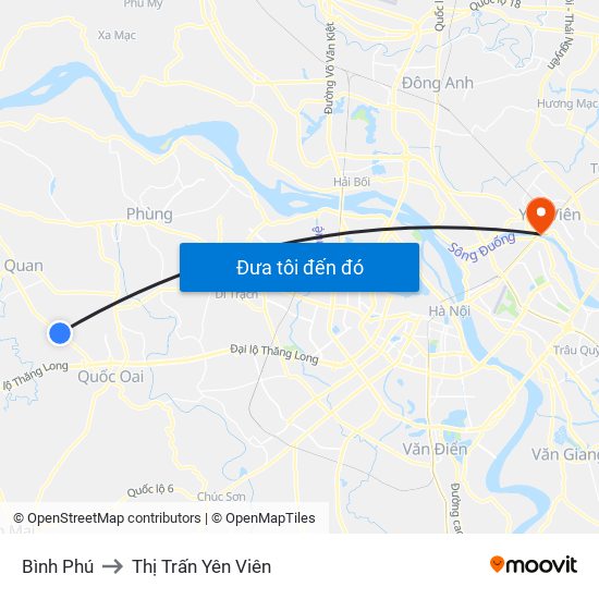 Bình Phú to Thị Trấn Yên Viên map