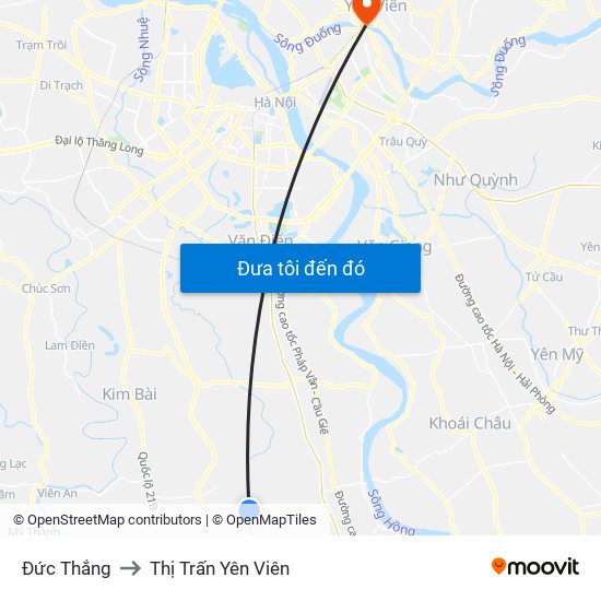 Đức Thắng to Thị Trấn Yên Viên map