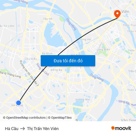 Hà Cầu to Thị Trấn Yên Viên map