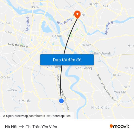 Hà Hồi to Thị Trấn Yên Viên map