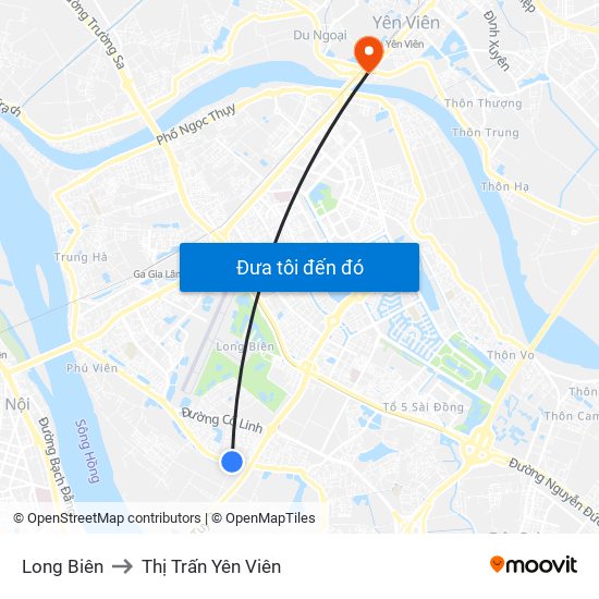 Long Biên to Thị Trấn Yên Viên map