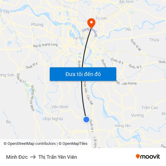 Minh Đức to Thị Trấn Yên Viên map