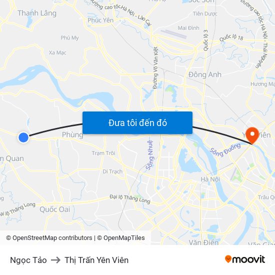 Ngọc Tảo to Thị Trấn Yên Viên map