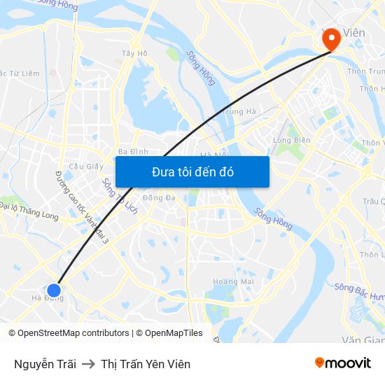 Nguyễn Trãi to Thị Trấn Yên Viên map