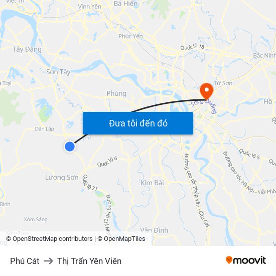 Phú Cát to Thị Trấn Yên Viên map