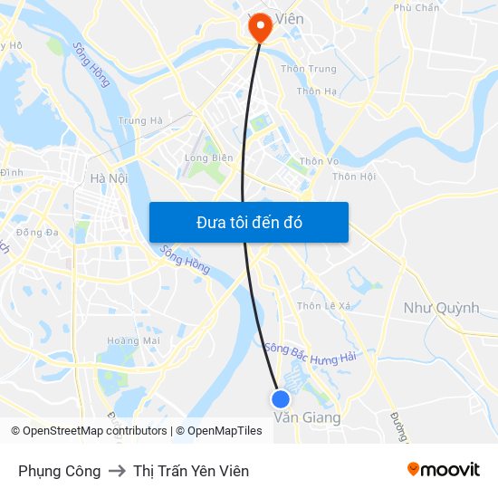 Phụng Công to Thị Trấn Yên Viên map