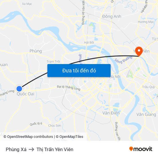 Phùng Xá to Thị Trấn Yên Viên map