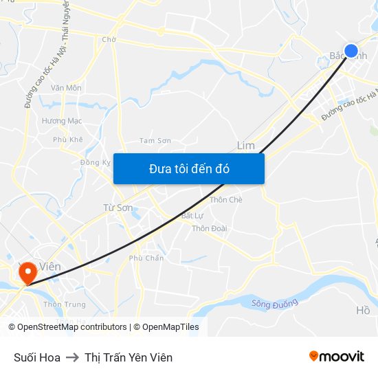 Suối Hoa to Thị Trấn Yên Viên map