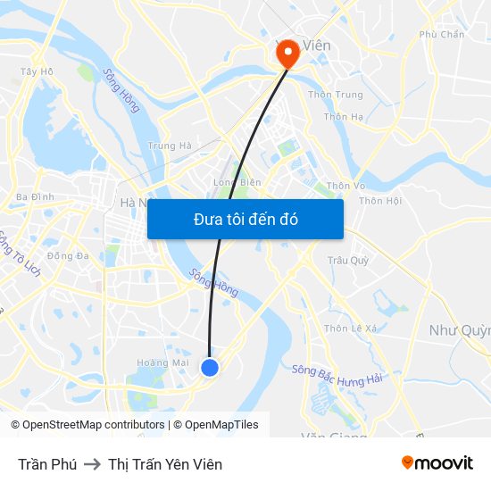 Trần Phú to Thị Trấn Yên Viên map