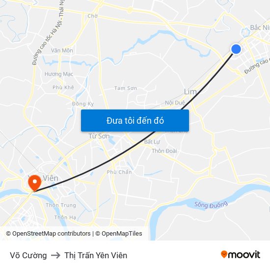 Võ Cường to Thị Trấn Yên Viên map