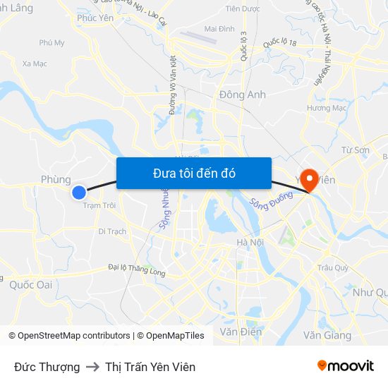 Đức Thượng to Thị Trấn Yên Viên map