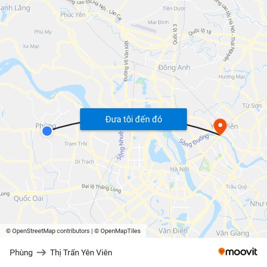 Phùng to Thị Trấn Yên Viên map