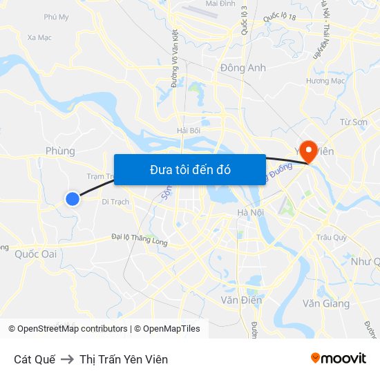 Cát Quế to Thị Trấn Yên Viên map