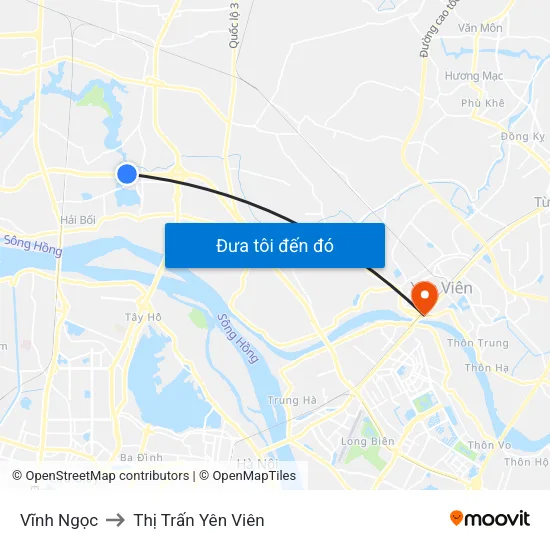 Vĩnh Ngọc to Thị Trấn Yên Viên map