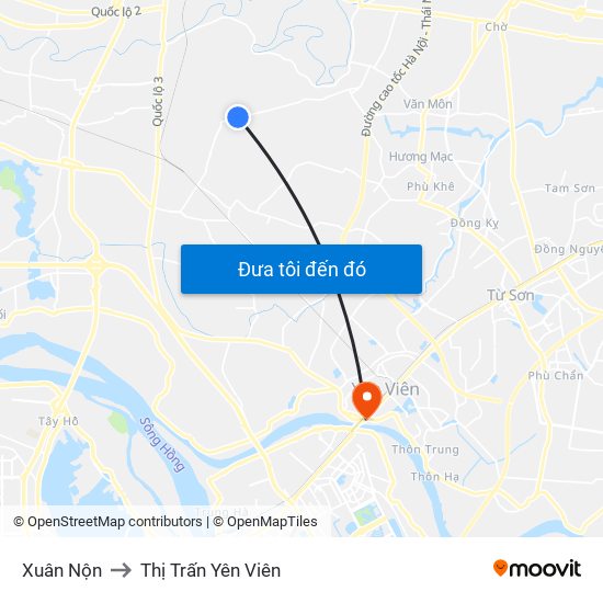 Xuân Nộn to Thị Trấn Yên Viên map