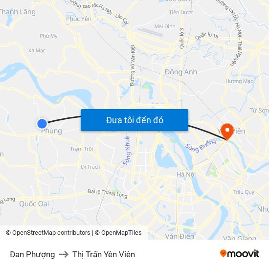 Đan Phượng to Thị Trấn Yên Viên map