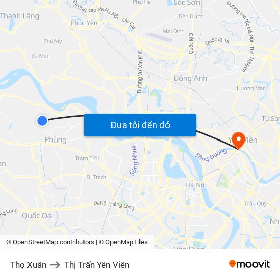 Thọ Xuân to Thị Trấn Yên Viên map