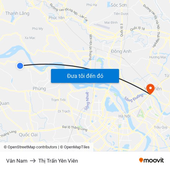 Vân Nam to Thị Trấn Yên Viên map