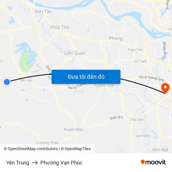 Yên Trung to Phường Vạn Phúc map