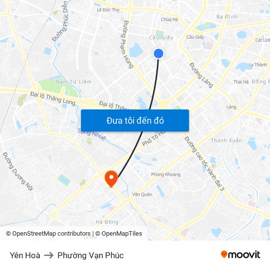 Yên Hoà to Phường Vạn Phúc map