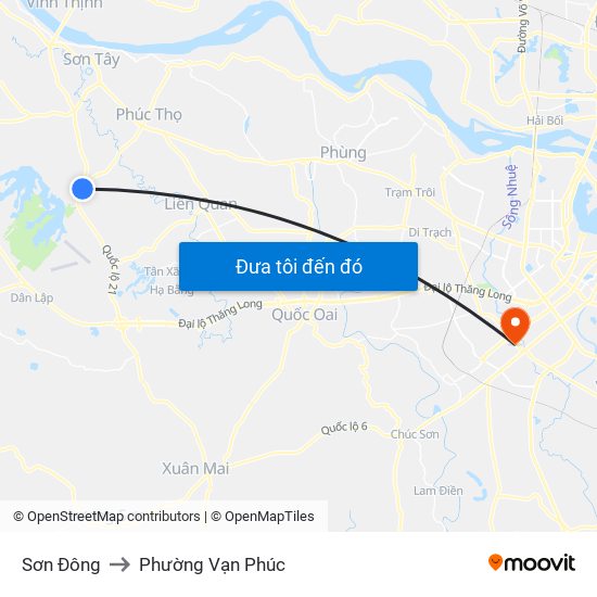 Sơn Đông to Phường Vạn Phúc map