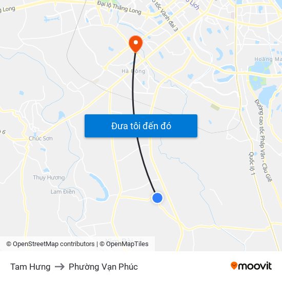 Tam Hưng to Phường Vạn Phúc map