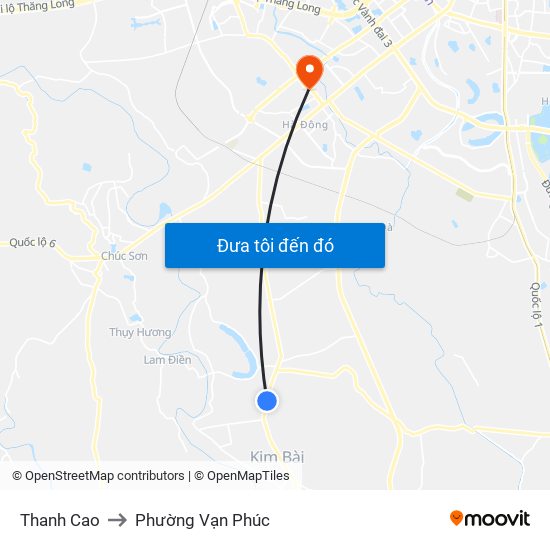 Thanh Cao to Phường Vạn Phúc map