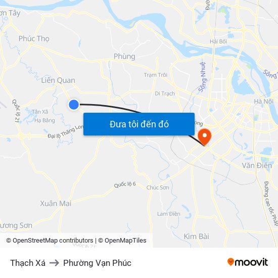 Thạch Xá to Phường Vạn Phúc map