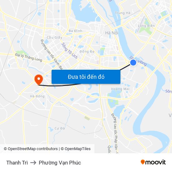 Thanh Trì to Phường Vạn Phúc map