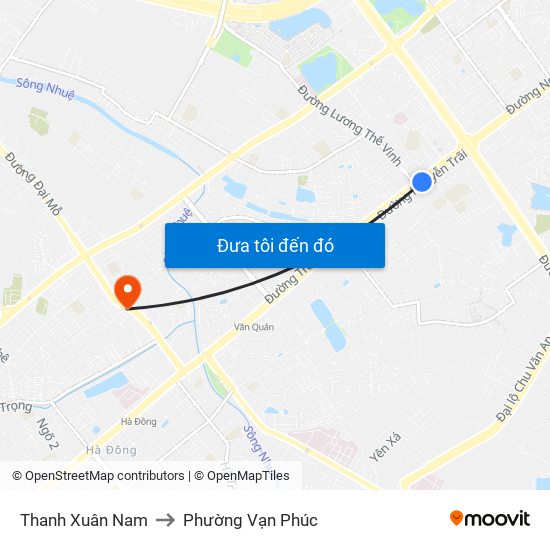 Thanh Xuân Nam to Phường Vạn Phúc map