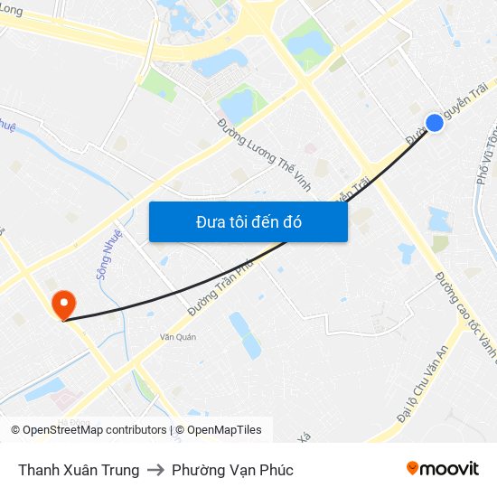 Thanh Xuân Trung to Phường Vạn Phúc map