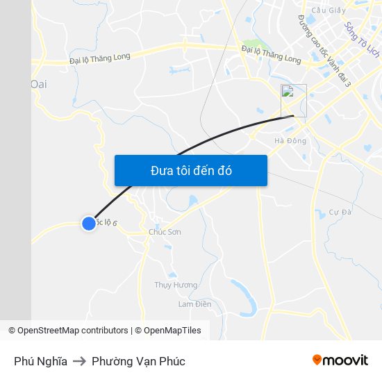 Phú Nghĩa to Phường Vạn Phúc map