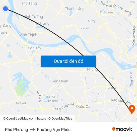 Phú Phương to Phường Vạn Phúc map