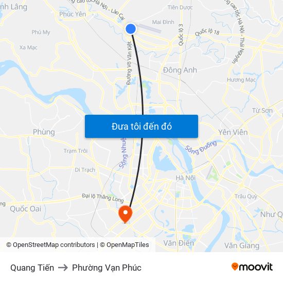 Quang Tiến to Phường Vạn Phúc map