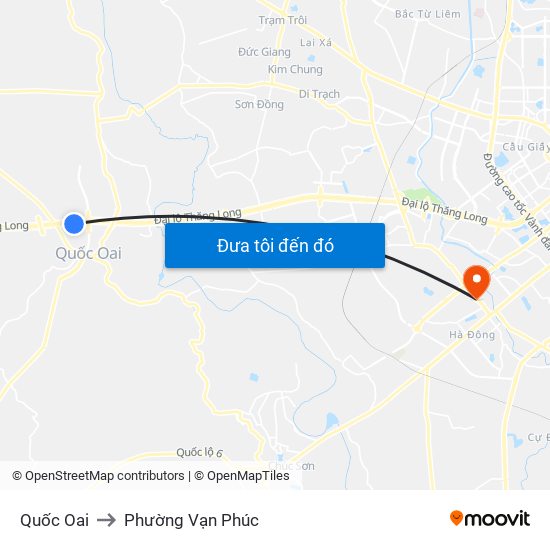 Quốc Oai to Phường Vạn Phúc map