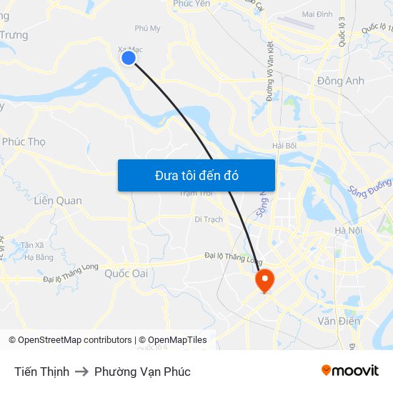 Tiến Thịnh to Phường Vạn Phúc map