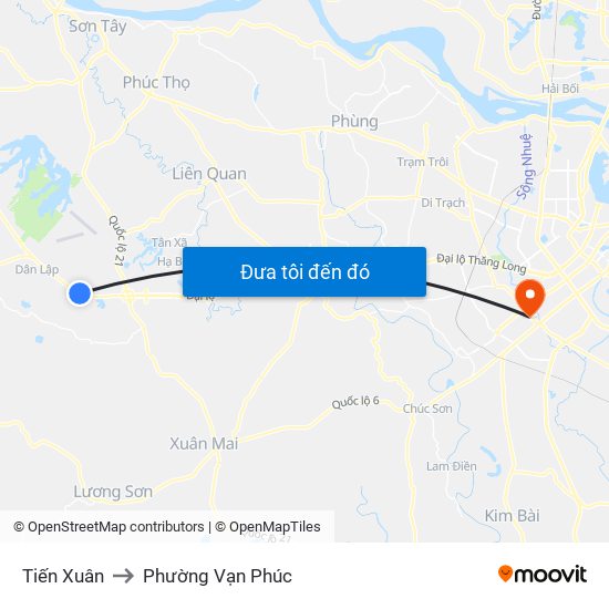 Tiến Xuân to Phường Vạn Phúc map