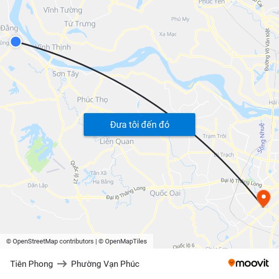 Tiên Phong to Phường Vạn Phúc map