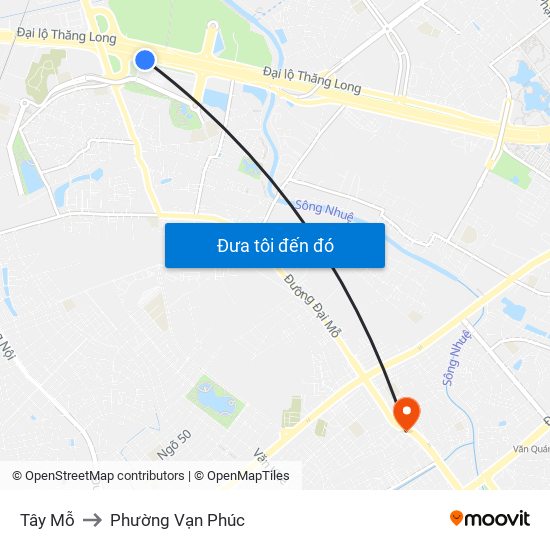 Tây Mỗ to Phường Vạn Phúc map