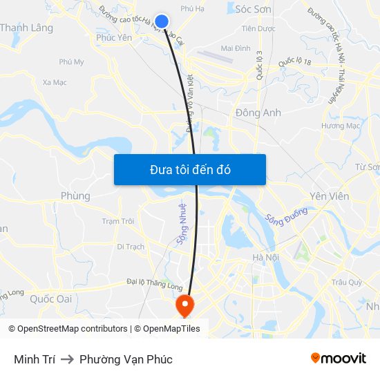 Minh Trí to Phường Vạn Phúc map