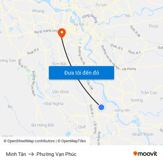 Minh Tân to Phường Vạn Phúc map