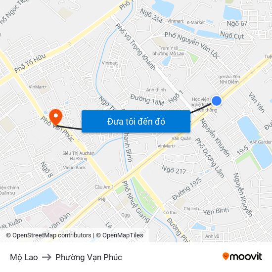 Mộ Lao to Phường Vạn Phúc map