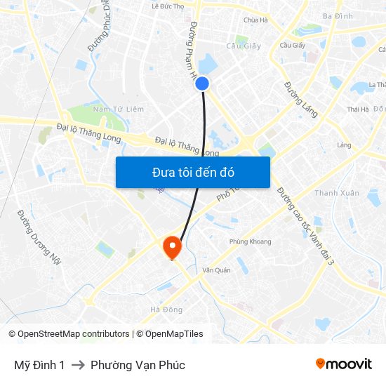 Mỹ Đình 1 to Phường Vạn Phúc map