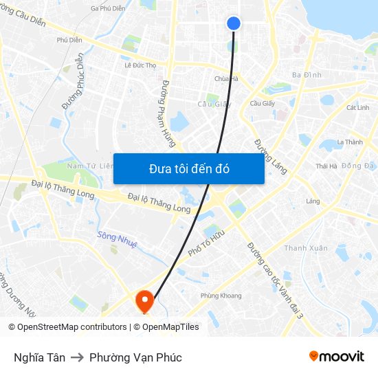 Nghĩa Tân to Phường Vạn Phúc map