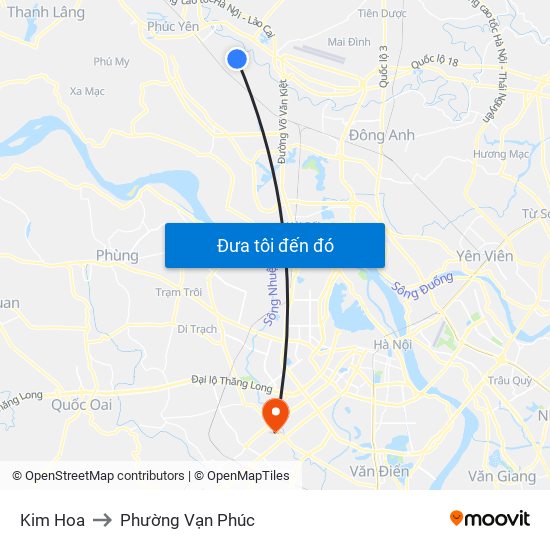 Kim Hoa to Phường Vạn Phúc map