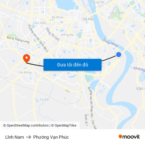 Lĩnh Nam to Phường Vạn Phúc map